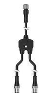 SENSOR SPLITTER, 5P, M12 RCPT-2XM12 PLUG