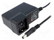 Power supply: switching; mains,plug; 12VDC; 1.5A; 18W; Out: 5,5/2,1 MEAN WELL