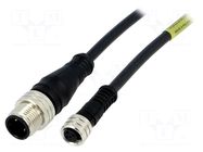 Cable: for sensors/automation; M12,M8; PIN: 3; unshielded; plug MOLEX