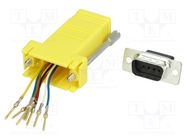 Transition: adapter; D-Sub 9pin male,RJ45 socket; yellow 