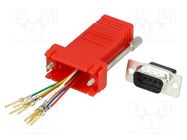 Transition: adapter; D-Sub 9pin male,RJ45 socket; red 