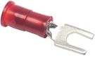 TERMINAL, SPADE/FORK, #6, CRIMP, RED