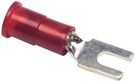 TERMINAL, SPADE/FORK, #8, CRIMP, RED