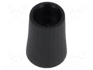 Knob; conical; thermoplastic; Øshaft: 6mm; Ø12x17mm; black; push-in CLIFF