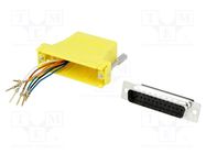 Transition: adapter; D-Sub 25pin male,RJ45 socket; yellow 