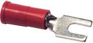 TERMINAL, SPADE/FORK, #4, CRIMP, RED