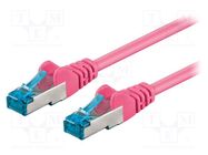 Patch cord; S/FTP; 6a; stranded; Cu; LSZH; pink; 0.25m; 27AWG Goobay
