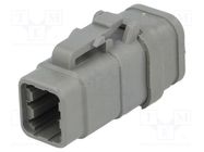 Connector: wire-wire; plug; female; DTM; for cable; PIN: 6; grey DEUTSCH