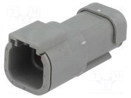 Connector: wire-wire; DTM; male; plug; for cable; PIN: 4; grey; IP68 DEUTSCH