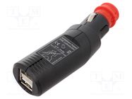 USB power supply; USB A socket x2; Inom: 5A; Sup.volt: 12÷24VDC PRO CAR