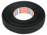 Tape: textile; W: 15mm; L: 15m; Thk: 0.3mm; Automotive; black; 105°C 