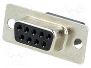 D-Sub; PIN: 9; plug; female; for cable; Type: w/o contacts; 3A; 250V MH CONNECTORS