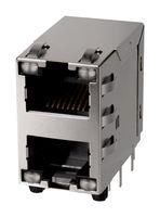 RJ45 CONN, R/A JACK, 8P8C, 2PORT, THT