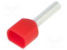 Tip: bootlace ferrule; insulated,double; copper; 1mm2; 10mm; red BM GROUP