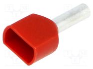 Tip: bootlace ferrule; insulated,double; copper; 1.5mm2; 8mm; red BM GROUP