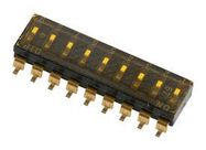 DIP SW, SPST-NO, 0.025A/24VDC, 9POS, SMD