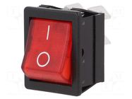 ROCKER; DPST; Pos: 2; ON-OFF; 16A/250VAC; red; neon lamp; 1350; 250V BULGIN