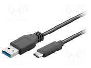Cable; USB 3.0; USB A plug,USB C plug; 0.5m; black Goobay