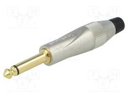 Plug; Jack 6,3mm; male; mono; ways: 2; straight; for cable; grey AMPHENOL