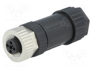 Plug; M12; PIN: 4; female; T code-Power; for cable; screw terminal AMPHENOL LTW
