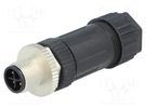 Plug; M12; PIN: 4; male; S code-Power; for cable; screw terminal AMPHENOL LTW