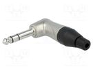Plug; Jack 6,3mm; male; stereo; ways: 3; angled 90°; for cable; grey AMPHENOL
