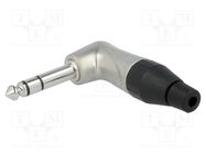 Connector: Jack 6,3mm; plug; male; stereo; ways: 3; angled 90°; grey 