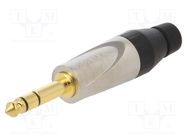 Plug; Jack 6,3mm; male; stereo; ways: 3; straight; for cable; black AMPHENOL