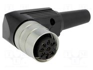 Connector: M16; plug; female; soldering; for cable; PIN: 8; 5A; 60V 