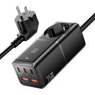 Wall charger, Essager, ECTAC-BRB01-Z, GaN, 3xUSB-C, 2xUSB-A, Gniazdko AC, 75W (black), Essager