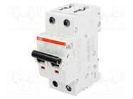 Circuit breaker; 400VAC; Inom: 16A; Poles: 2; Charact: C; 10kA; IP20 ABB