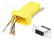 Transition: adapter; D-Sub 9pin female,RJ45 socket; yellow 