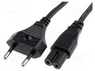 Cable; 2x0.75mm2; CEE 7/16 (C) plug,IEC C7 female; PVC; 5m; black LIAN DUNG