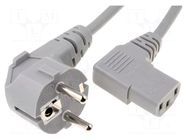 Cable; 3x0.75mm2; PVC; 1.8m; grey; 10A; 250V; Type: Uni-Schuko LIAN DUNG