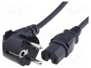 Cable; 3x0.75mm2; CEE 7/7 (E/F) plug angled,IEC C15 female 