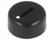 Knob; miniature; plastic; Øshaft: 6mm; Ø12x4.5mm; black; push-in SR PASSIVES