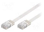 Patch cord; U/UTP; 5e; stranded; CCA; PVC; white; 0.5m; flat cable Goobay