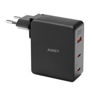 Wall charger Aukey PA-B7O, 1xUSB-A, 2xUSB-C, 140W GaN (black), Aukey