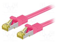 Patch cord; S/FTP; 6a; stranded; Cu; LSZH; pink; 1m; 26AWG Goobay