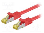 Patch cord; S/FTP; 6a; stranded; Cu; LSZH; red; 5m; 26AWG 