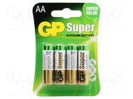 Battery: alkaline; AA; 1.5V; non-rechargeable; 4pcs. GP