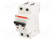 Circuit breaker; 230/400VAC; Inom: 16A; Poles: 2; Charact: C; 6kA ABB