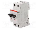 Circuit breaker; 400VAC; Inom: 10A; Poles: 2; Charact: B; 10kA; IP20 ABB