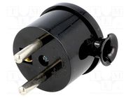 Connector: AC supply; male; plug; 2P+PE; 230VAC; 16A; black; PIN: 3 