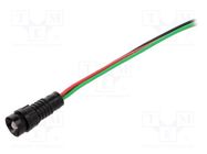 Indicator: LED; recessed; red/green; 230VAC; Ø11mm; IP40; plastic POLAM-ELTA