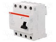 RCD breaker; Inom: 63A; Ires: 30mA; Max surge current: 250A; IP20 ABB