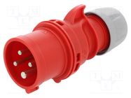 Connector: AC supply 3-phase; plug; male; 16A; 400VAC; IEC 60309 PCE