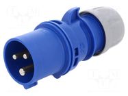 Connector: AC supply; plug; male; 16A; 230VAC; Shark; IEC 60309 PCE