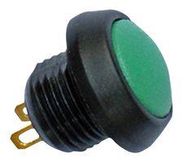 SWITCH, SPST, 0.4A, 32VAC, ROUND, GREEN