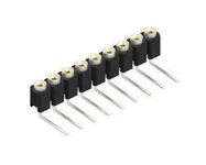 PCB RCPT, R/A, 9POS, 1ROW, 2.54MM, THT